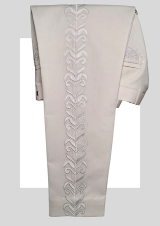Men’s White Embroidered Mariachi Charro 2-Piece Suit – Classic Charro Jacket & Pants