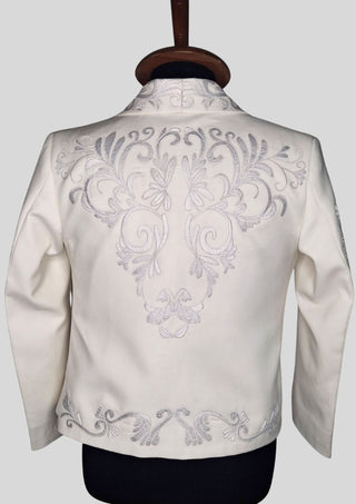 Men’s White Embroidered Mariachi Charro 2-Piece Suit – Classic Charro Jacket & Pants