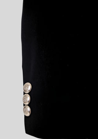 Men’s Black Bandhgala Embroidered Jacket with Silver Buttons Cocktail Wedding Attire