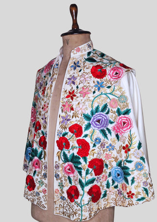 Men Matador Bullfighter Cape – One Shoulder Embroidered Spanish Style Shawl, Floral Statement Cape for Festival, Wedding & Performance