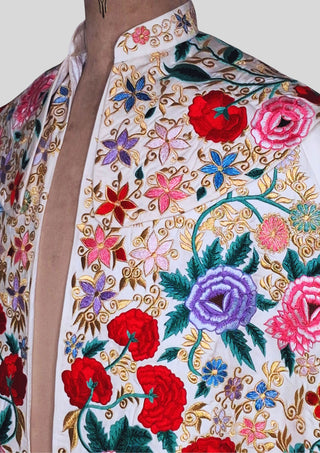 Men Matador Bullfighter Cape – One Shoulder Embroidered Spanish Style Shawl, Floral Statement Cape for Festival, Wedding & Performance