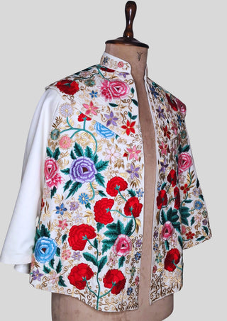 Men Matador Bullfighter Cape – One Shoulder Embroidered Spanish Style Shawl, Floral Statement Cape for Festival, Wedding & Performance