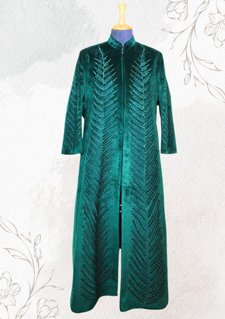 The 'Arboreal Monarch' Sherwani — Emerald Power & Forest Whispers