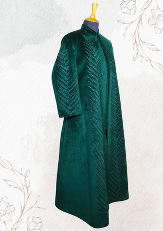 The 'Arboreal Monarch' Sherwani — Emerald Power & Forest Whispers