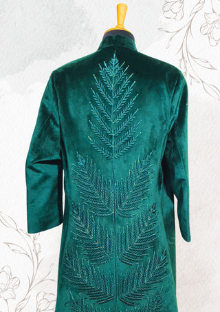 The 'Arboreal Monarch' Sherwani — Emerald Power & Forest Whispers