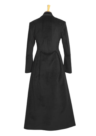The Noir Sovereign Coat — Timeless power draped in elegance.
