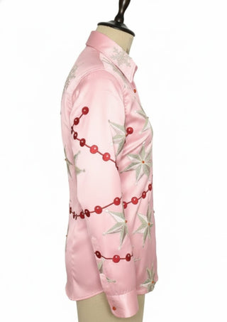 Women Baby Pink Shirt Customized 2 Piece Cowgirl Rodeo Suits