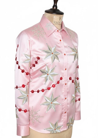 Women Baby Pink Shirt Customized 2 Piece Cowgirl Rodeo Suits
