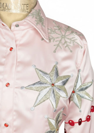 Women Baby Pink Shirt Customized 2 Piece Cowgirl Rodeo Suits