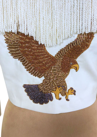 Women’s White Country Western Embroidered Fringe Jacket – Designer Rodeo & Concert Outfit