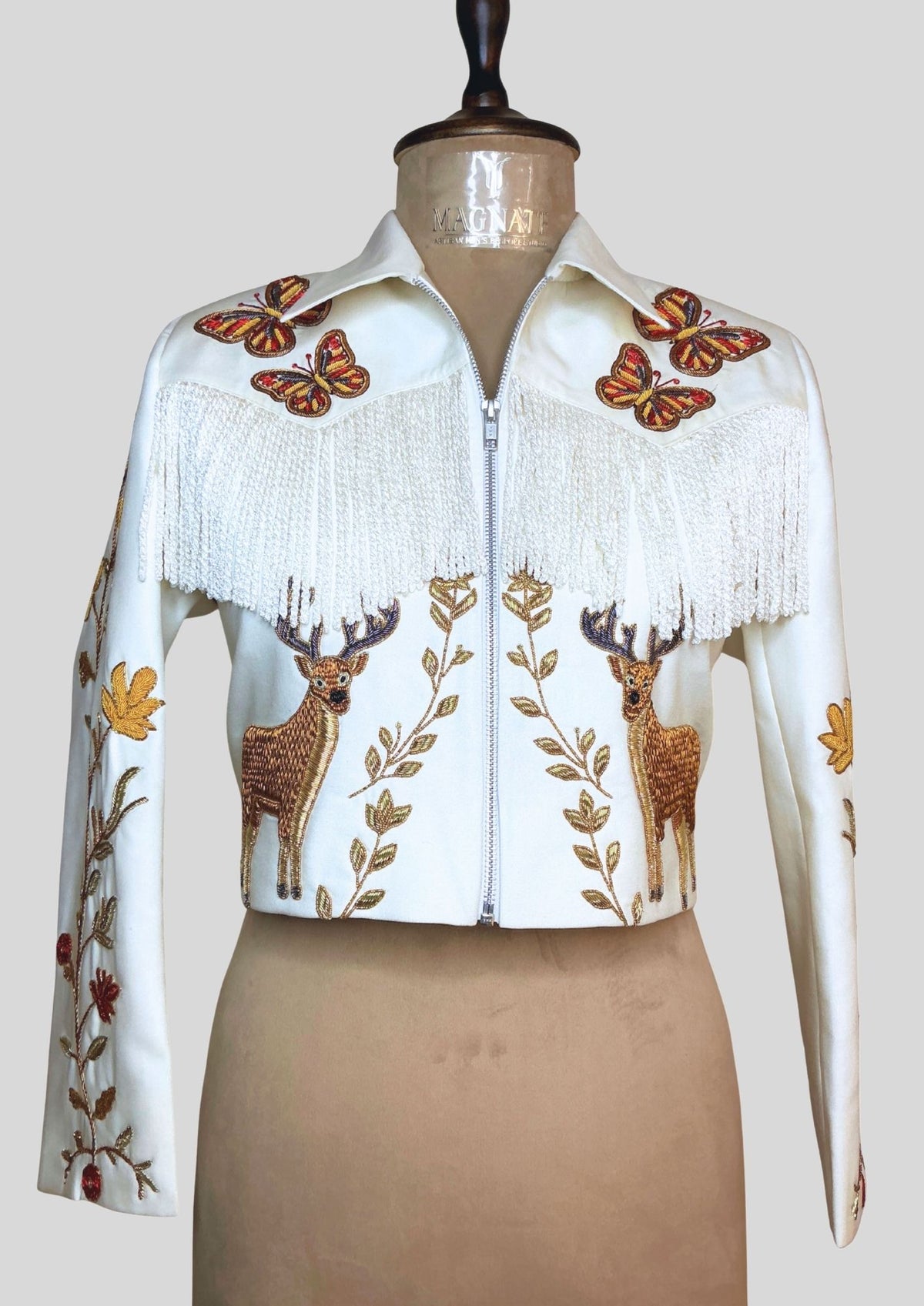 Women’s White Country Western Embroidered Fringe Jacket – Designer Rodeo & Concert Outfit