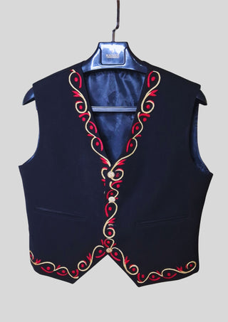 Men Black Mariachi 3Pc Skull Embroidered Mexican Groom Suit