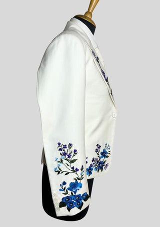 Women’s Ivory Floral Embroidered 2Piece Suit Set – Elegant Wedding & Cocktail Outfit