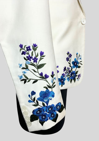 Women’s Ivory Floral Embroidered 2Piece Suit Set – Elegant Wedding & Cocktail Outfit