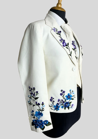 Women’s Ivory Floral Embroidered 2Piece Suit Set – Elegant Wedding & Cocktail Outfit