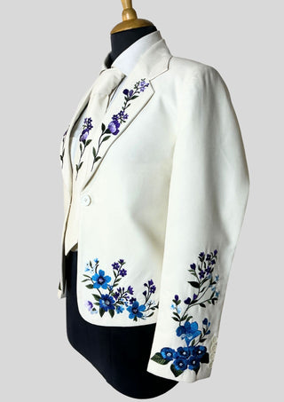 Women’s Ivory Floral Embroidered 2Piece Suit Set – Elegant Wedding & Cocktail Outfit