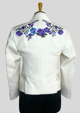 Women’s Ivory Floral Embroidered 2Piece Suit Set – Elegant Wedding & Cocktail Outfit