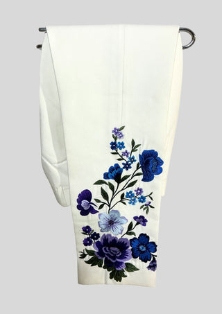 Women’s Ivory Floral Embroidered 2Piece Suit Set – Elegant Wedding & Cocktail Outfit