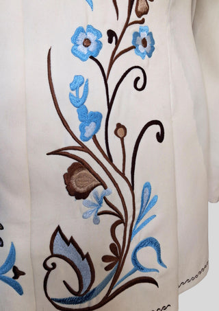 Men’s Ivory Embroidered Country Western 3-Piece Suit with Fringe – Vintage Cowboy Wedding & Party Outfit