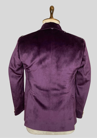 Men’s Purple Velvet Rococo 4 Piece Suit with Cape – Gold Embroidered Blazer, Waistcoat & Plain Pants