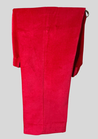 Men’s Red Velvet Embellished 3 Piece Suit with Red Rhinestones, Crystal Tassels, Floral Shoulder Drape  Groom Wedding Reception Statement Outfit