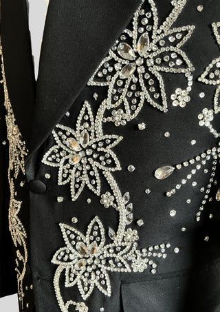 Men’s Black Fully Embellished 2-Piece Suit Wedding Groom Outfit