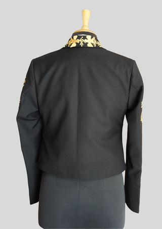 Men’s Black Mariachi Charro 3-Piece Suit with Yellow Embroidery – Traditional Wedding & Festival Outfit