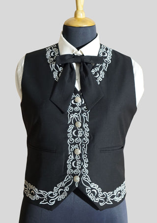 Men’s Black Mariachi Charro Suit with Silver Embroidery – 3 Piece Custom Outfit