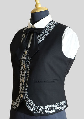 Men’s Black Mariachi Charro Suit with Silver Embroidery – 3 Piece Custom Outfit
