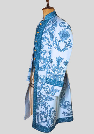 Men’s Rococo Embroidered 3-Piece Suit – Sky Blue Royal Historical Costume