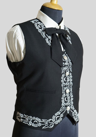 Men’s Black Mariachi Charro Suit with Silver Embroidery – 3 Piece Custom Outfit