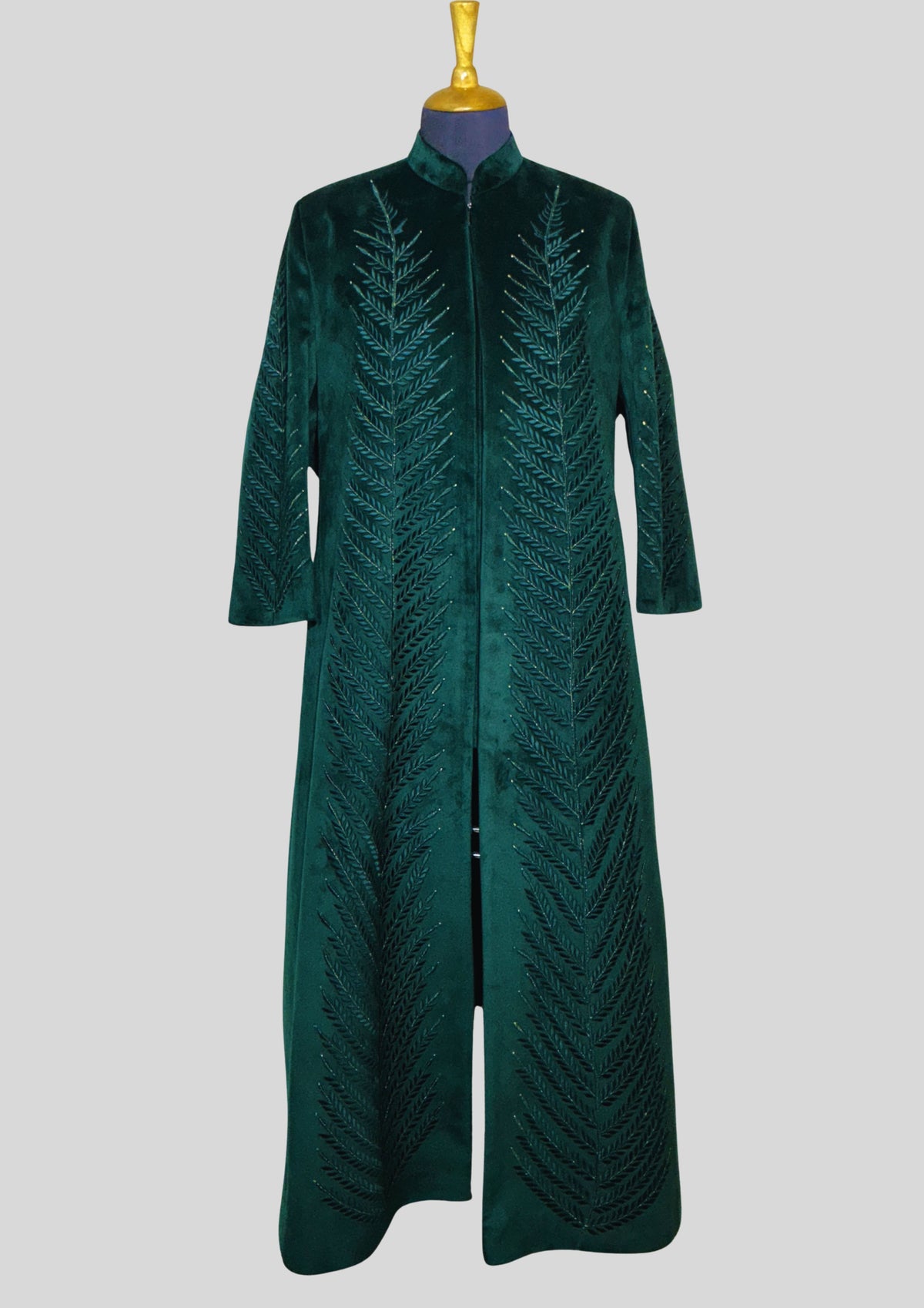 Women’s Customized Green Velvet Blazer Dress with Floral Embroidery Cocktail Attire