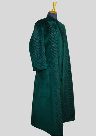 Women’s Customized Green Velvet Blazer Dress with Floral Embroidery Cocktail Attire