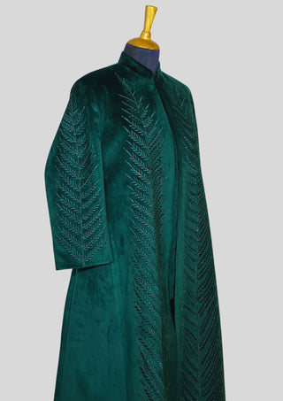 Women’s Customized Green Velvet Blazer Dress with Floral Embroidery Cocktail Attire