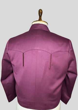 Men’s Wine Color 3-Piece Suit with Cropped Jacket Matching Waistcoat Set Wedding Party Attire