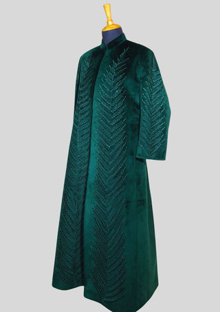 Women’s Customized Green Velvet Blazer Dress with Floral Embroidery Cocktail Attire