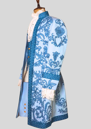 Men’s Rococo Embroidered 3-Piece Suit – Sky Blue Royal Historical Costume