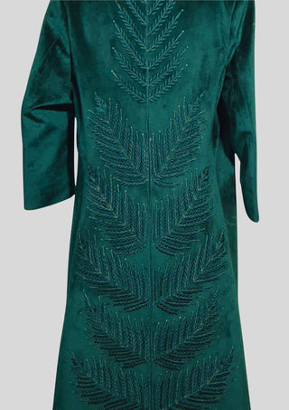 Women’s Customized Green Velvet Blazer Dress with Floral Embroidery Cocktail Attire