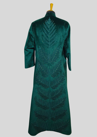 Women’s Customized Green Velvet Blazer Dress with Floral Embroidery Cocktail Attire