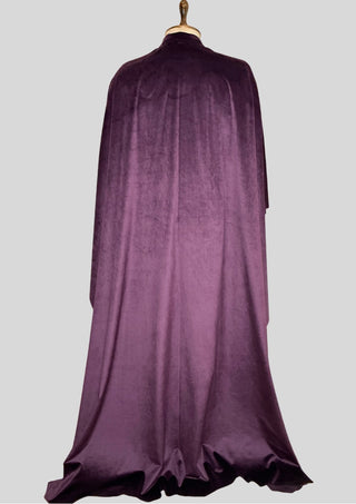 Men’s Purple Velvet Rococo 4 Piece Suit with Cape – Gold Embroidered Blazer, Waistcoat & Plain Pants