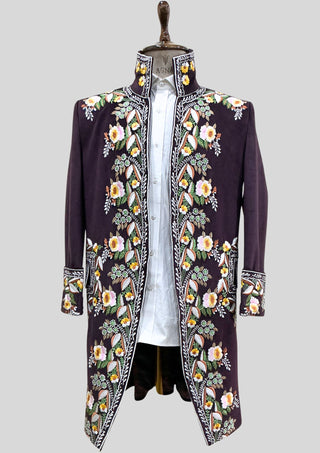 Men’s Wine Rococo 4-Piece Suit – Embroidered Vintage Coat with Waistcoat & Breeches | Baroque Wedding, Royal Costume