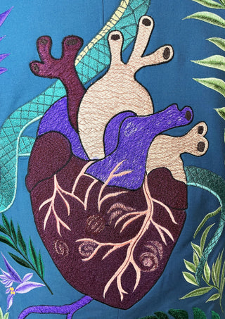 Men’s Blue Embroidered Country Western Blazer – Handcrafted Nature & Wildlife Art Statement Jacket