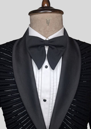 Men’s Black Embroidered Tuxedo Suit – 2 Piece Designer Cocktail & Groom Wear