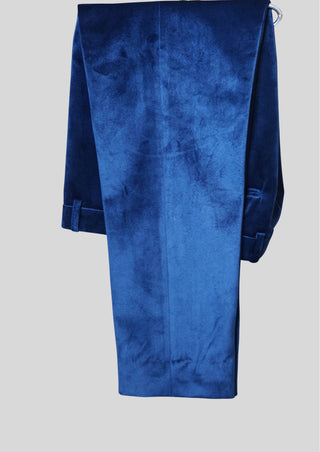 Men Blue Velvet Rococo Suit – Gold Embroidered Cape Theatrical Costumes Groom Suit