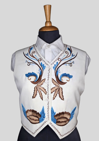 Women’s Ivory Embroidered 3-Piece Country Western Suit with Fringe Country Wedding Party Attire