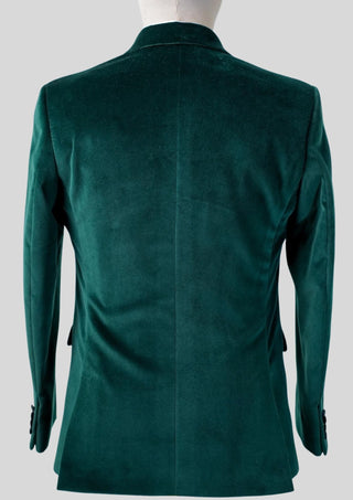 Men’s Emerald Green Embroidered Velvet Blazer with Satin Lapel Cocktail Party Attire