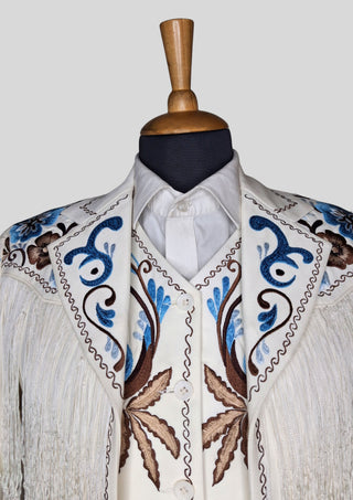Women’s Ivory Embroidered 3-Piece Country Western Suit with Fringe Country Wedding Party Attire