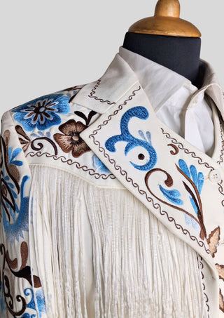 Women’s Ivory Embroidered 3-Piece Country Western Suit with Fringe Country Wedding Party Attire
