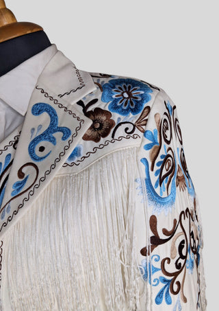 Women’s Ivory Embroidered 3-Piece Country Western Suit with Fringe Country Wedding Party Attire