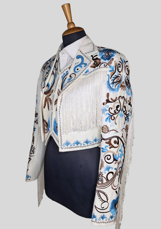 Women’s Ivory Embroidered 3-Piece Country Western Suit with Fringe Country Wedding Party Attire